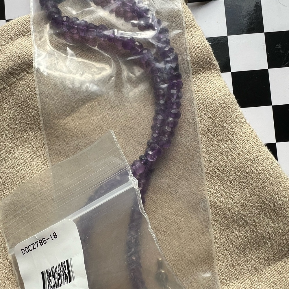 Purple Amethyst π Faceted Bead Necklace 60ctw Sterling Silver - Picture 8 of 16